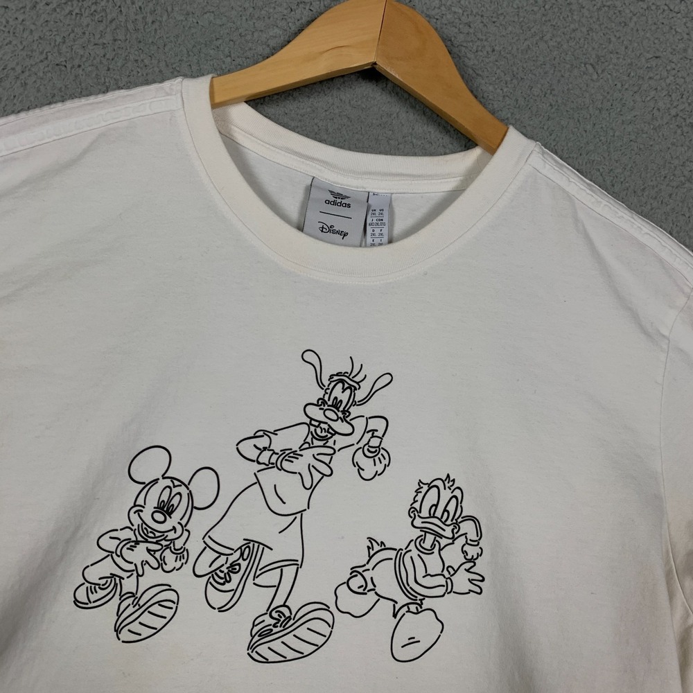 Adidas x Disney T-Shirt‎ Men's 2XL XXL White Crossover Cartoon Anime Logo Print